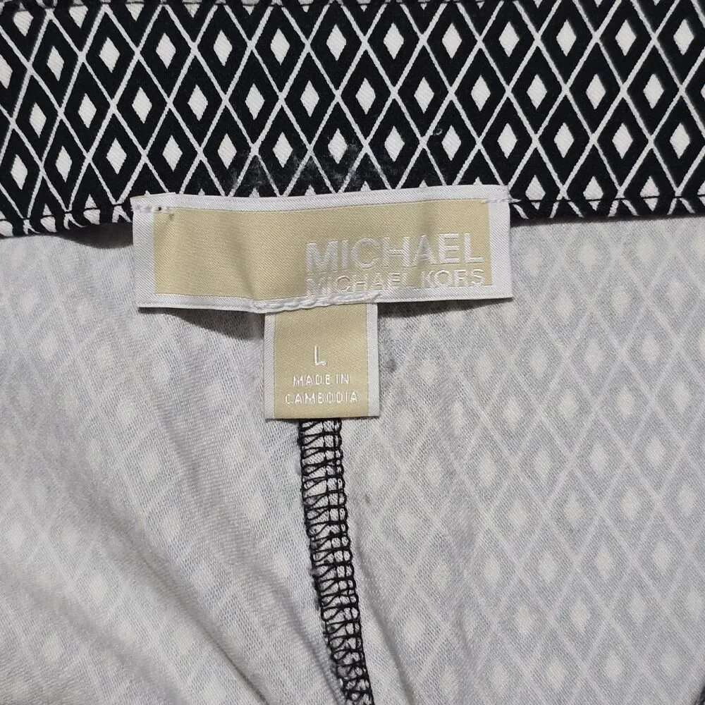 Michael Kors Women's Large Leggings Pull-on Skinny Stretch Diamond Print Pants
